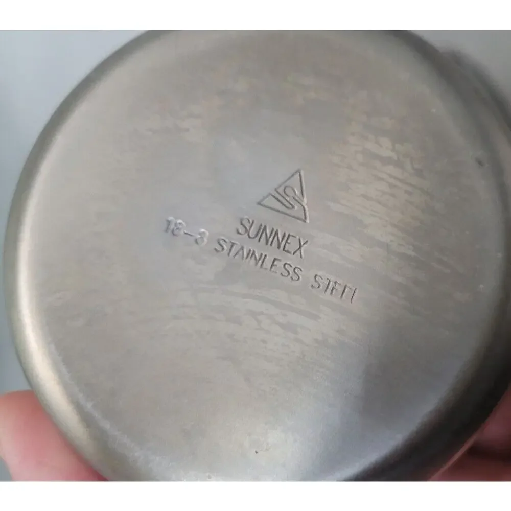 Vtg Sunnex 18-8 Tea Set Stainless Steel Pot Creamer Sugar Bowl Bar Ware